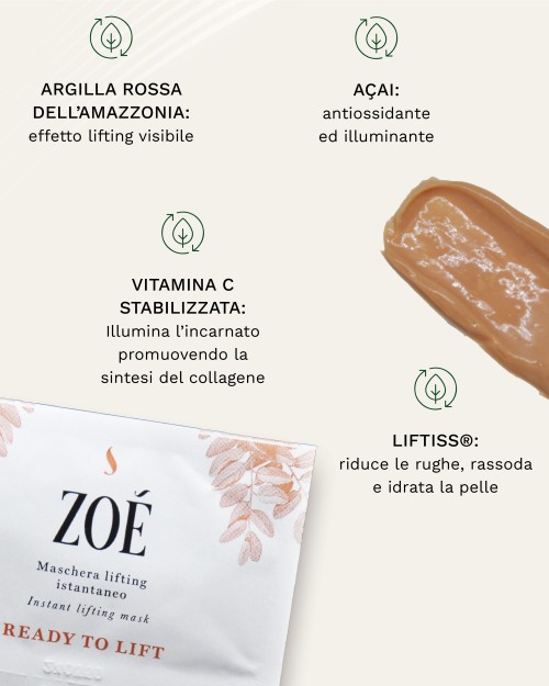 READY TO LIFT Maschera antirughe attivatrice di luminosità con Vitamina C e PeptidI - Effetto Lifting provato in 15 minuti