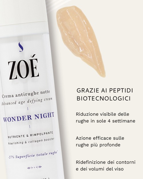 WONDER NIGHT Crema antietà notte con peptidi attivatori di Collagene +19% attivi antirughe - 50 ml