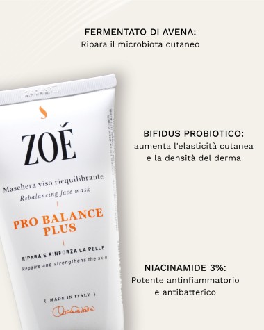 PROBALANCE PLUS Maschera riequilibrante e idratante con Niacinamide, Probiotici e Fermentato di Avena - 75 ml