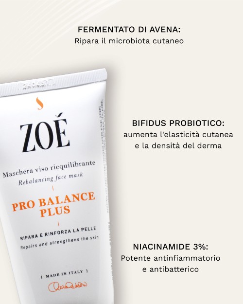 PROBALANCE PLUS Maschera riequilibrante e idratante con Niacinamide, Probiotici e Fermentato di Avena - 75 ml