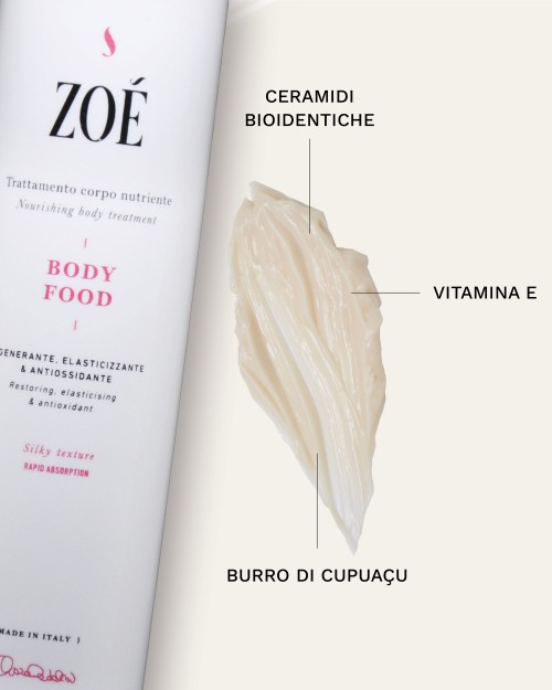 BODY FOOD Crema corpo elasticizzante con Vitamina E, Burro di Cupuaçu & Ceramide - 250 ml