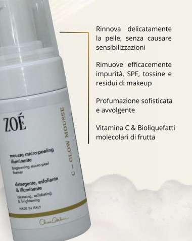 C-GLOW MOUSSE - Mousse Micro Peeling Illuminante con Vitamina C e AHA - 100 ML