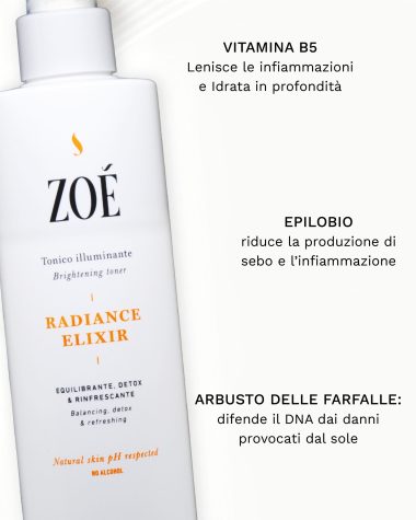 RADIANCE ELIXIR Tonico viso naturale con Picnogenolo® e acque floreali -  Astringente, detox, no alcool - 250 ml Flacone Spray