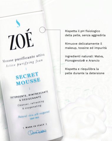 SECRET MOUSSE Mousse detergente viso delicata con Malva & Picnogenolo® - Senza sapone - 150 ml