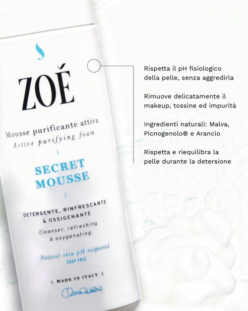 SECRET MOUSSE Mousse detergente viso delicata con Malva & Picnogenolo® - Senza sapone - 150 ml