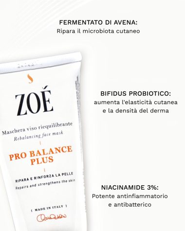 PROBALANCE PLUS Maschera riequilibrante e idratante con Niacinamide, Probiotici e Fermentato di Avena - 75 ml