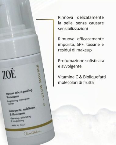 C-GLOW MOUSSE - Mousse Micro Peeling Illuminante con Vitamina C e AHA - 100 ML