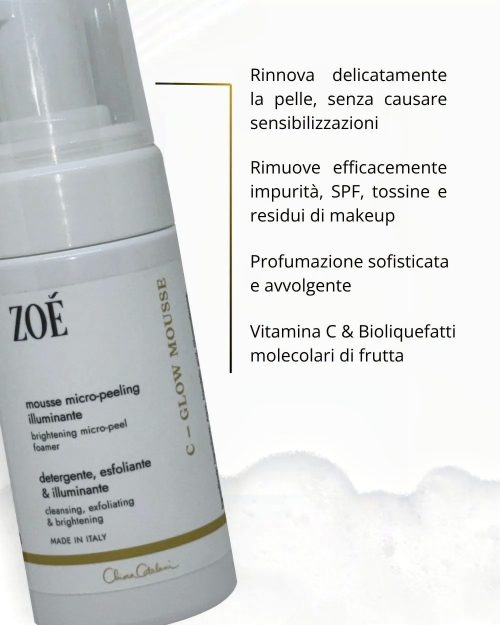 C-GLOW MOUSSE - Mousse Micro Peeling Illuminante con Vitamina C e AHA - 100 ML